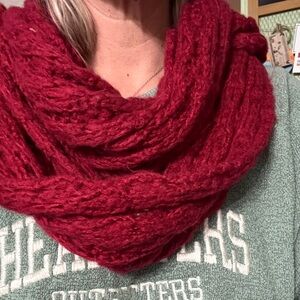Tickled Pink Cozy Red Knit Scarf
